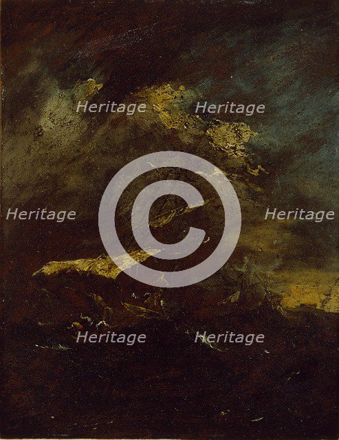 Two Vessels in a Storm, 18th century. Artist: Francesco Guardi.