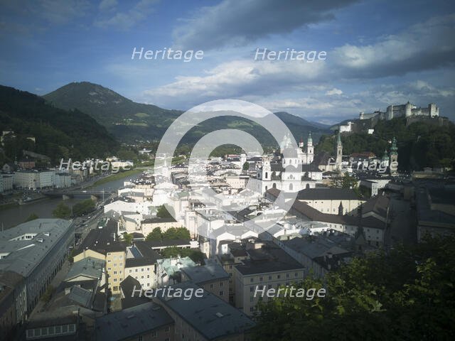 View over the city of Salzburg from the  Monchberg, 2022. Creator: Ethel Davies.