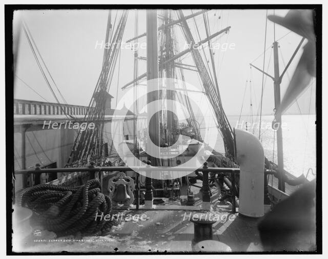 Clipper ship King George, deck view, (1908?). Creator: Unknown.