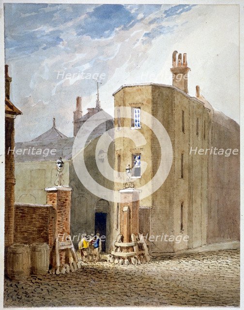 Entrance to Thrale's brewhouse (later Berkeley Perkins' brewery), Southwark, London, c1820. Artist: John Thomas Smith