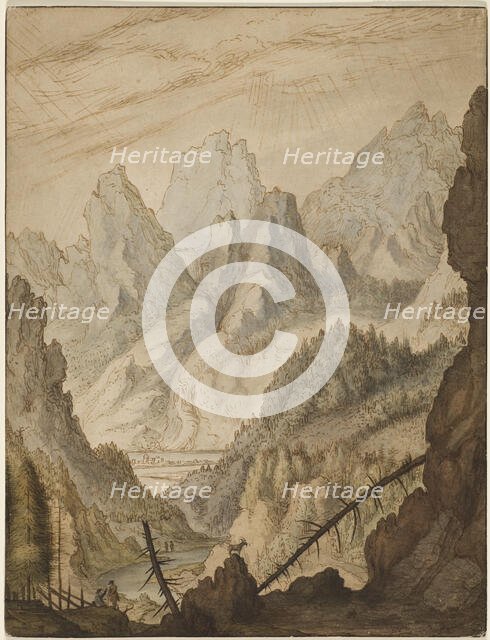 Mountain landscape, (late 1650s (?)). Creator: Lambert Doomer.