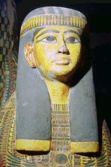 Egyptian painted wooden mummy board, 11th century BC. Artist: Unknown