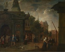 Street Theatre on the Yard in Antwerp, early 18th century. Creator: Balthasar van den Bossche.