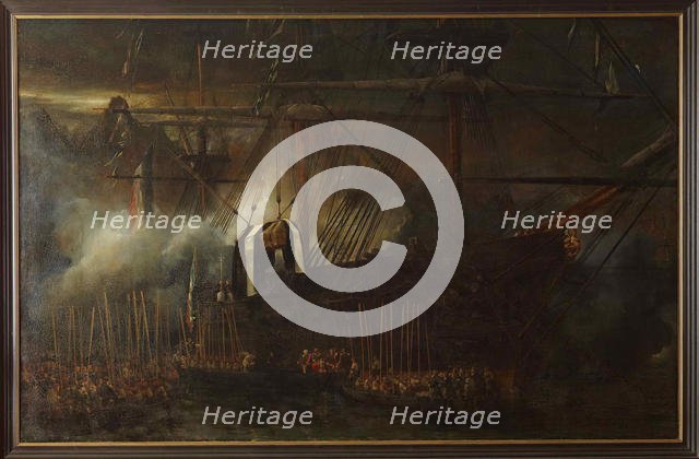 Transfer of Napoleon's ashes on board of the frigate La Belle Poule, 15 october 1840, 1843. Creator: Isabey, Louis Gabriel Eugène (1803-1886).