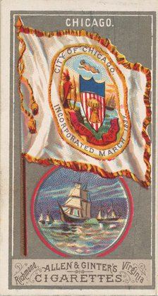 Chicago, from the City Flags series (N6) for Allen & Ginter Cigarettes Brands, 1887. Creator: Allen & Ginter.