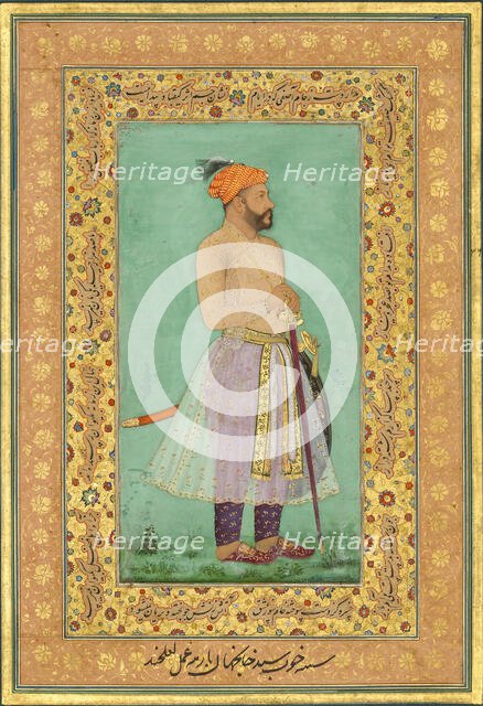Portrait of Sayyid Abu'l Muzaffar Khan, Khan Jahan Barha, Folio from the Shah Jahan..., recto: c1630 Creators: Lalchand, Mir 'Ali Haravi.