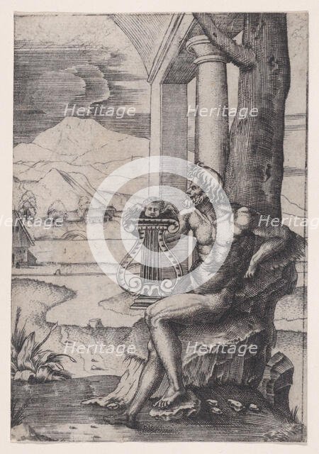 Man with a Lyre, ca. 1514-36. Creator: Agostino Veneziano.