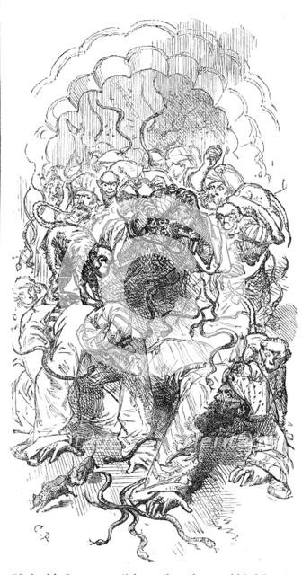 "Sacks of feathers were emptied upon them, then a sackful of live rats...", 1871. Creator: Unknown.