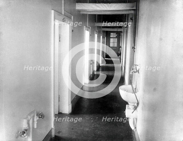 The corridor with washbasins in the special clinic for animals in the Physiology Department..., 1904 Creator: Unknown.