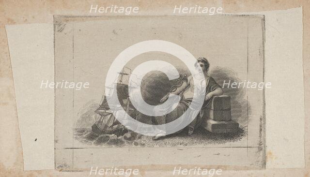 Banknote vignette with female figure representing marine commerce, ca. 1824-37. Creator: Attributed to Asher Brown Durand.