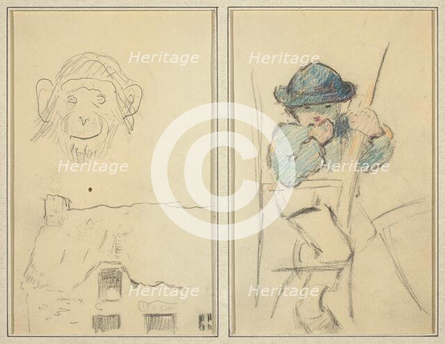 Monkey and Cottage; Little Breton Boy [recto], 1884-1888. Creator: Paul Gauguin.