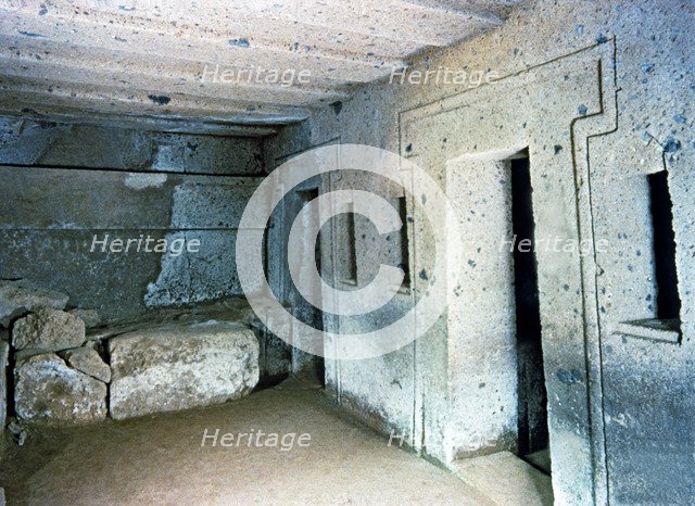 Interior of the Etruscan tomb of the capitals.