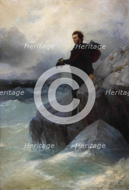 Farewell, free element, o Sea! Alexander Pushkin on the Black Sea, 1877. Creator: Aivazovsky, Ivan Konstantinovich (1817-1900).