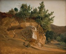 Italian Mountain Landscape with Overgrown Rock, probably near Olevano, 1832-1835. Creator: Ernst Christian Frederik Petzholdt.