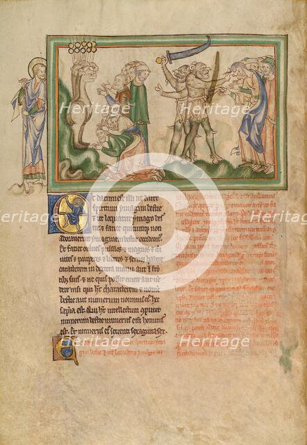 The Beast from the Earth Killing People and People Receiving the Mark of the Beast, about 1255-1260. Creator: Unknown.