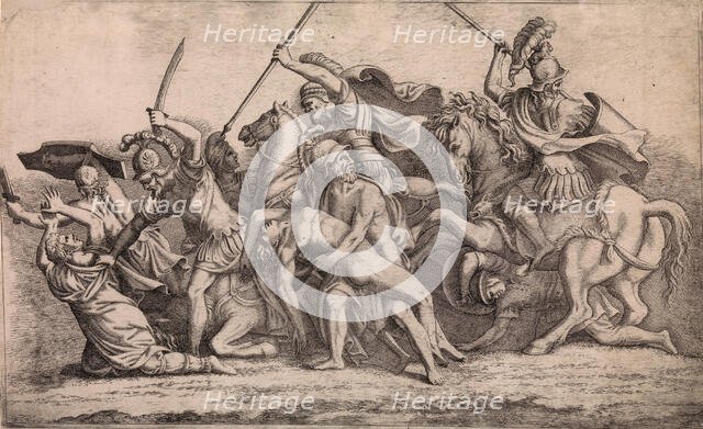 Achilles Removing Patroclus' Body From the Battle, ca. 1547. Creator: Leon Davent.