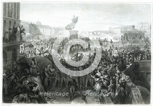 The Paris National Guard out to join the army in September 1792 siding with the Revolution, engra…