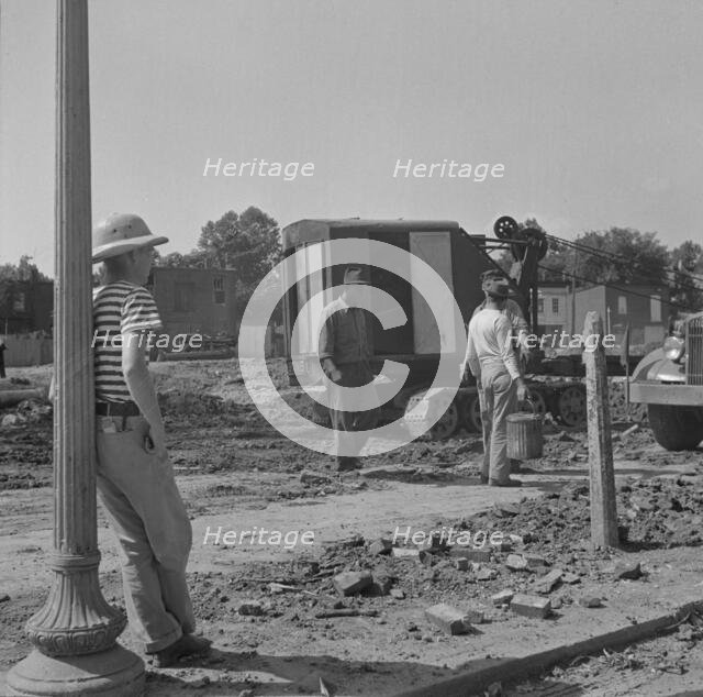Preparing the ground for the construction of emergency buildings..., Washington, D.C, 1942. Creator: Gordon Parks.