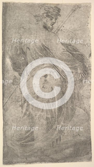 Saint James Major, a staff in his left hand, book in his right, from 'Christ and th..., ca. 1548-50. Creator: Andrea Schiavone.