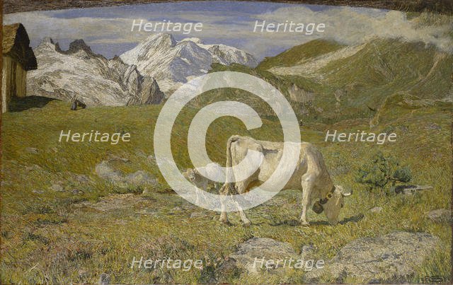 Pascoli di primavera (Spring Pastures), 1896. Creator: Segantini, Giovanni (1858-1899).