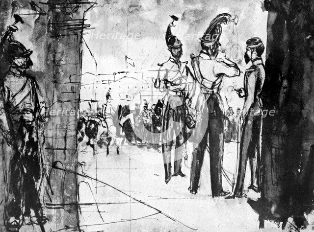 'Group of Soldiers', (1930).Artist: Constantin Guys