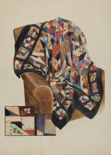 Crazy Quilt - Patchwork, c. 1936. Creator: Bertha Semple.