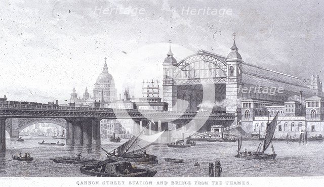 Cannon Street Station, London, 1867. Artist: John Scorrer O'Connor