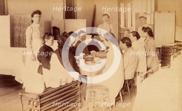 Bellevue Hospital, New York City: women patients (mentally ill?) having a meal..., 1885-1898. Creator: Unknown.