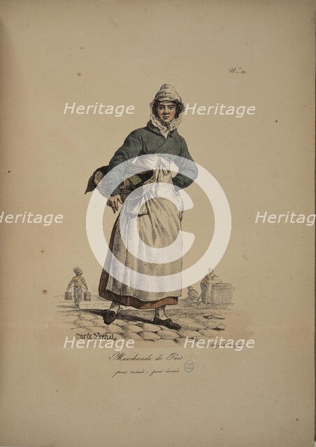 Pea seller. From the Series "Cris de Paris" (The Cries of Paris), 1815. Creator: Vernet, Carle (1758-1836).