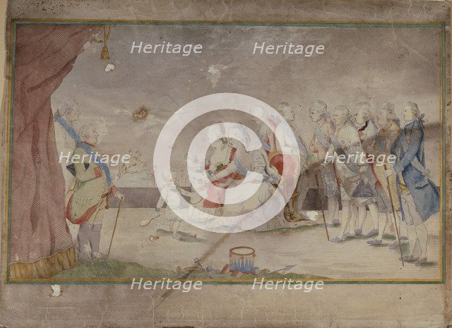 Empress Catherine II with her family and courtiers, End 1780s. Artist: Anonymous  