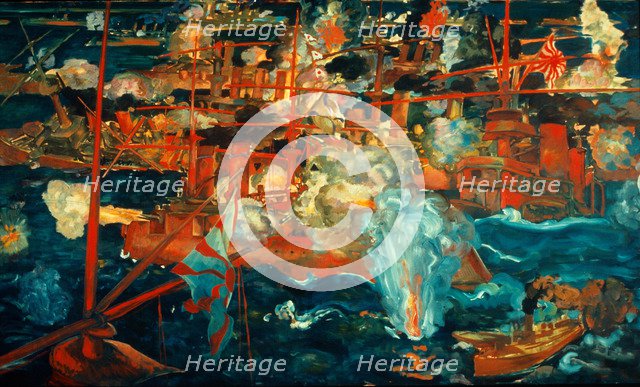 Russo-Japanese Sea Battle, c. 1918. Artist: Deusser, August (1870-1942)