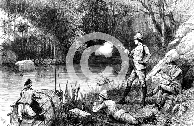 The Lushai Expedition: officers practising with the revolver at Demagiri, 1890. Creator: Unknown.