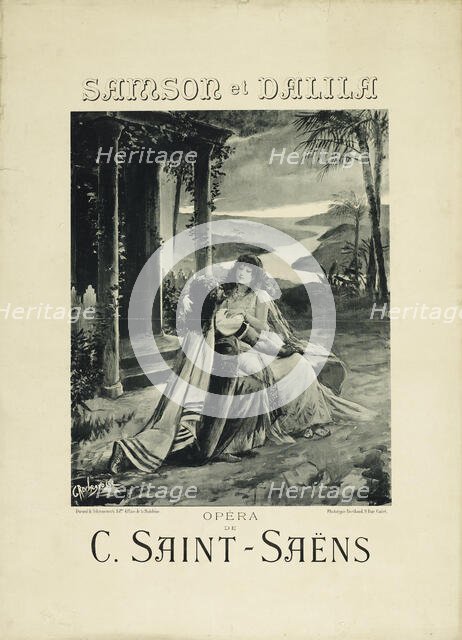 Poster for the opera Samson et Dalila by Camille Saint-Saëns, 1891. Creator: Rochegrosse, Georges Antoine (1859-1938).