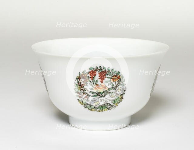 White-Glazed Bowl with Later Added Enamels, Qing dynasty, late Kangxi period, early 18th century. Creator: Unknown.