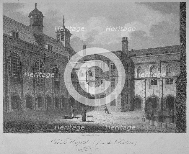 Christ's Hospital from the cloisters, City of London, 1805. Artist: James Sargant Storer