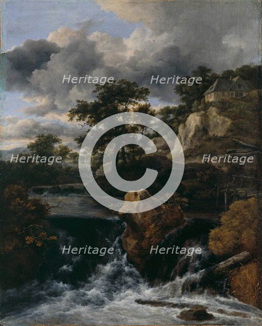 Hilly landscape with a waterfall. Artist: Ruisdael, Jacob Isaacksz, van (1628/29-1682)