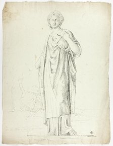 Antique Statue of Standing Draped Woman, 1774. Creator: John Downman.