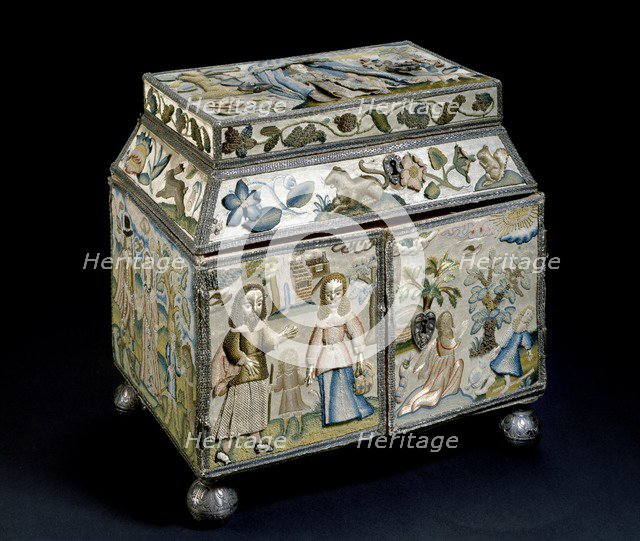 Embroidered box: Scenes from the Life of Abraham, c1665. Artist: Miss Bluitt.