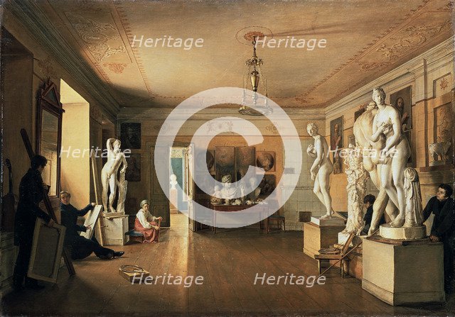 'Atelier of the Artist Alexei Venetsianov in St Petersburg', 1827.  Artist: Alexander Alexeyev
