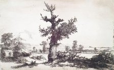 Halliford on Thames: Stump of a Tree in Centre, c1826. Creator: Andrew Geddes.