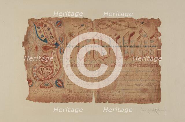 Fractur, 1935/1942. Creator: Elmer R. Kottcamp.