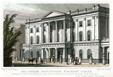The London Institution, Finsbury Circus, London, 1827.Artist: William Deeble