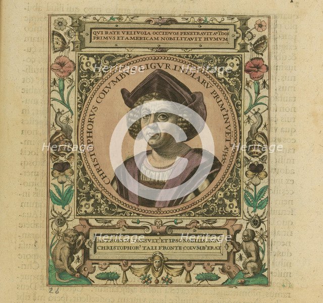 Portrait of Christopher Columbus, 1595. Creator: Bry, Theodor de (1528-1598).