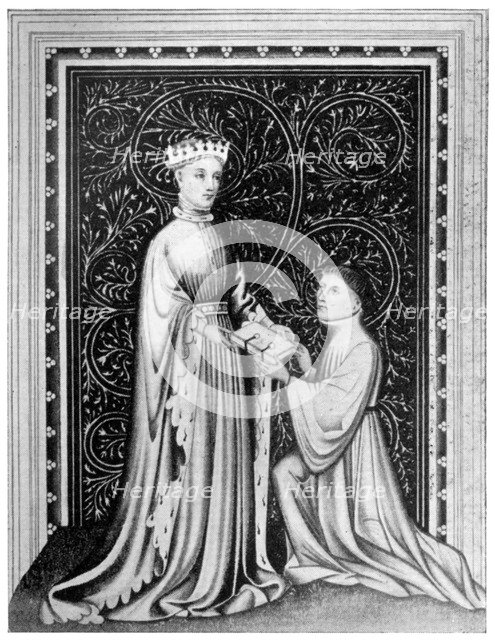 Occleve the poet and King Henry V, c1410, (1910). Artist: Unknown