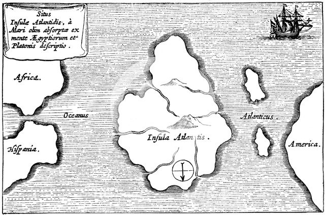 Legendary island of Atlantis. Artist: Unknown