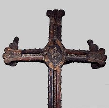 Back side of the calvary with the Virgin and Saint John called Tragó de Noguera.