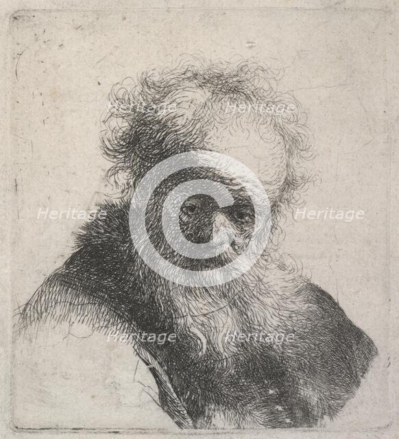 Bust of an old man with flowing beard and white sleeve, c.1630. Creator: Rembrandt Harmensz van Rijn.