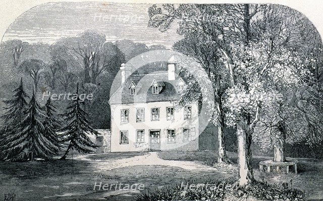 Jane Austen (1775 - 1817), British writer, 1870 Engraving of Steventon rectory, the birthplace of…
