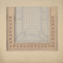 Partial design for ceiling with a border of flowers, 1830-97. Creators: Jules-Edmond-Charles Lachaise, Eugène-Pierre Gourdet.