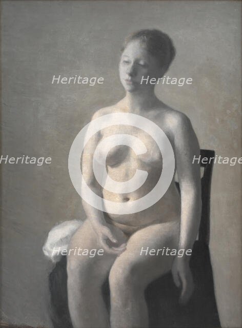Seated Female Nude, 1889. Creator: Vilhelm Hammershøi.